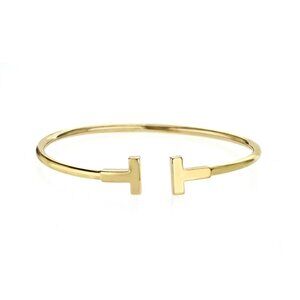 Authentic TIFFANY & Co. 18K Yellow Gold T Wire Bracelet Size 6"